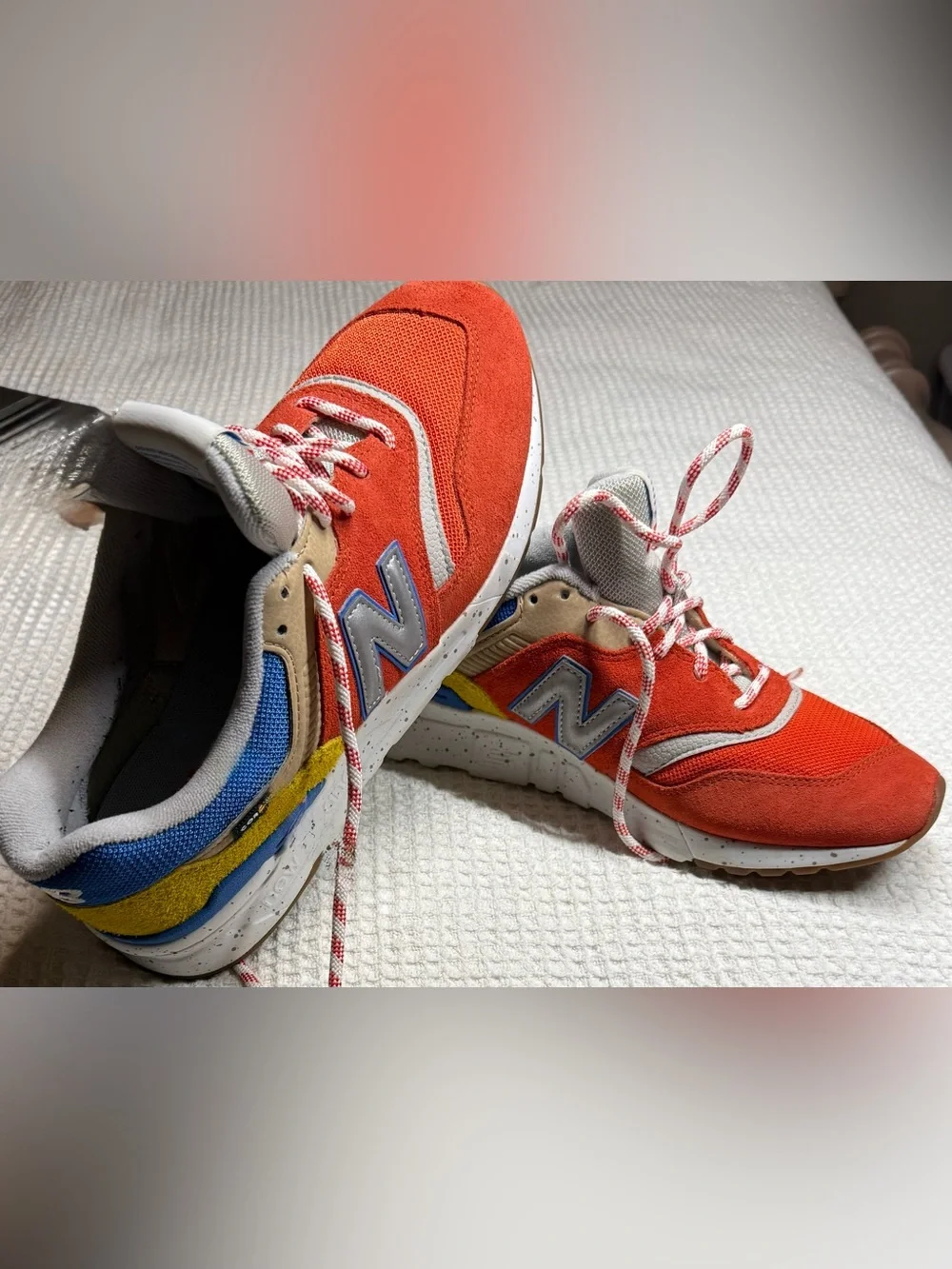 New Balance men’s 997h Energy Red/ Atomic Yellow Sneaker